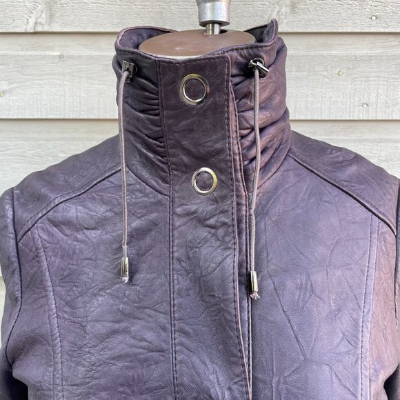 Women's Purple Leather Danier Jacket - Picture 4 of 8